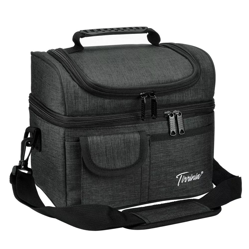 Dual Compartment Insulated Lunch Bag, Leakproof Lunch Tote with Front Pocket, Insulated Lunch Cooler Bag with Back Mesh Pocket - Image 9