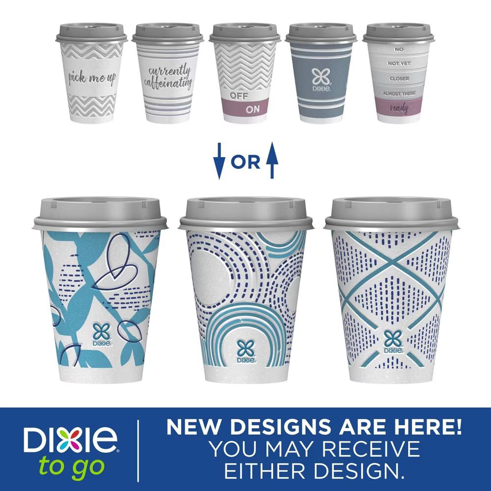 To Go Disposable Hot Cups & Lids - 12oz: Insulated Paper, Shapes Pattern,Pack of 26 - Image 8