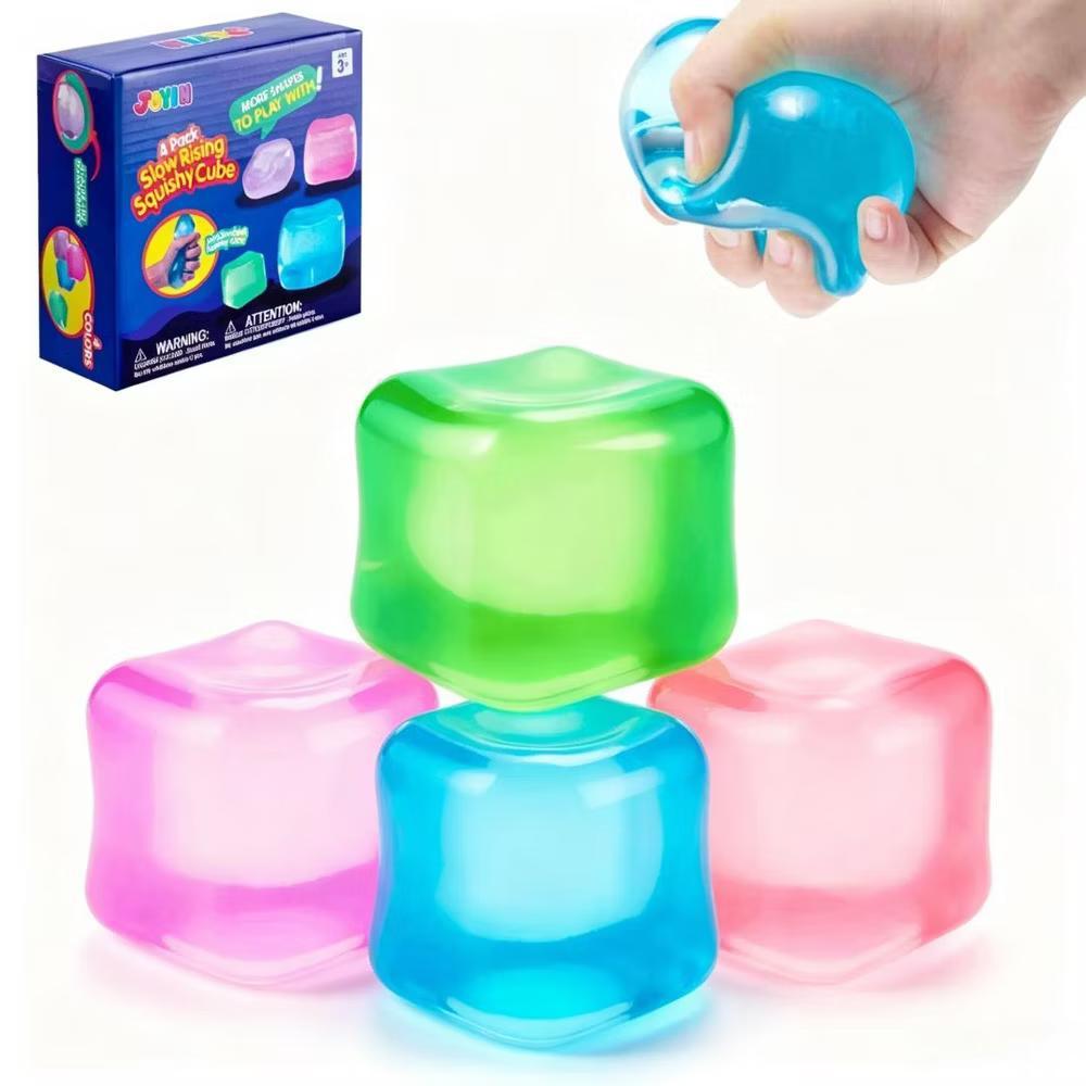 4 Pack Stress Cube, 2'' High Cube Fidget Toy, Stress Relief with Slow Rising Sensory Squishy Toys,Party Favors,Classroom Prizes for Boys Girls - Image 4
