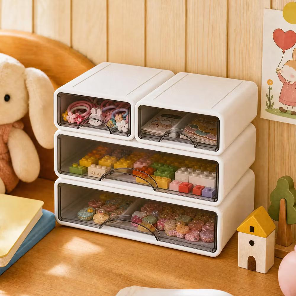 Stackable Storage Drawer with Dividers, Transparent PP Material Desktop Organizer, Durable Thickened Storage Container - Image 33