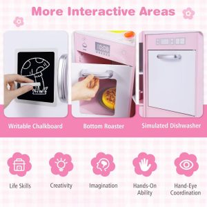 Kids Corner Kitchen Playset Wooden Pretend Play Toy w/ Microwave & Ice Maker