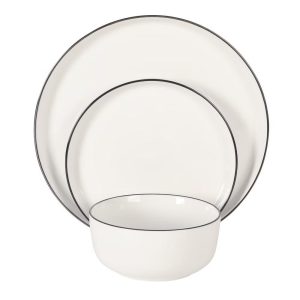 Oslo 12 Piece Porcelain Dinnerware Set – Dinner Plates, Salad Plates & Bowls, Classic White Everyday Dish Set, Dishwasher Safe