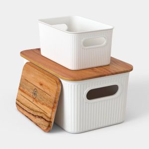 Desktop Storage Bins Set of 2 Cream
