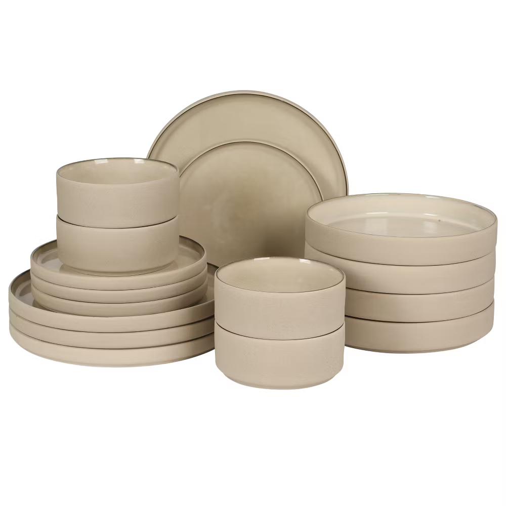 Liberty Bay 16-Piece Stoneware Dinnerware Set – Reactive Glaze, Stackable Plates & Bowls, Service for 4 - Image 18