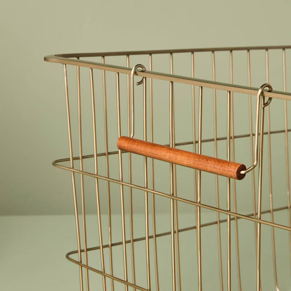 Rectangular Brass Wire Storage - with Magnolia - Image 2