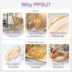 4 PCS Toddler Plates with Suction Base Spoons & Fork Baby Divided Dishes for 0 1 2 3 Years Old PPSU & Food Grade Silicone BPA Free Iris Lilac