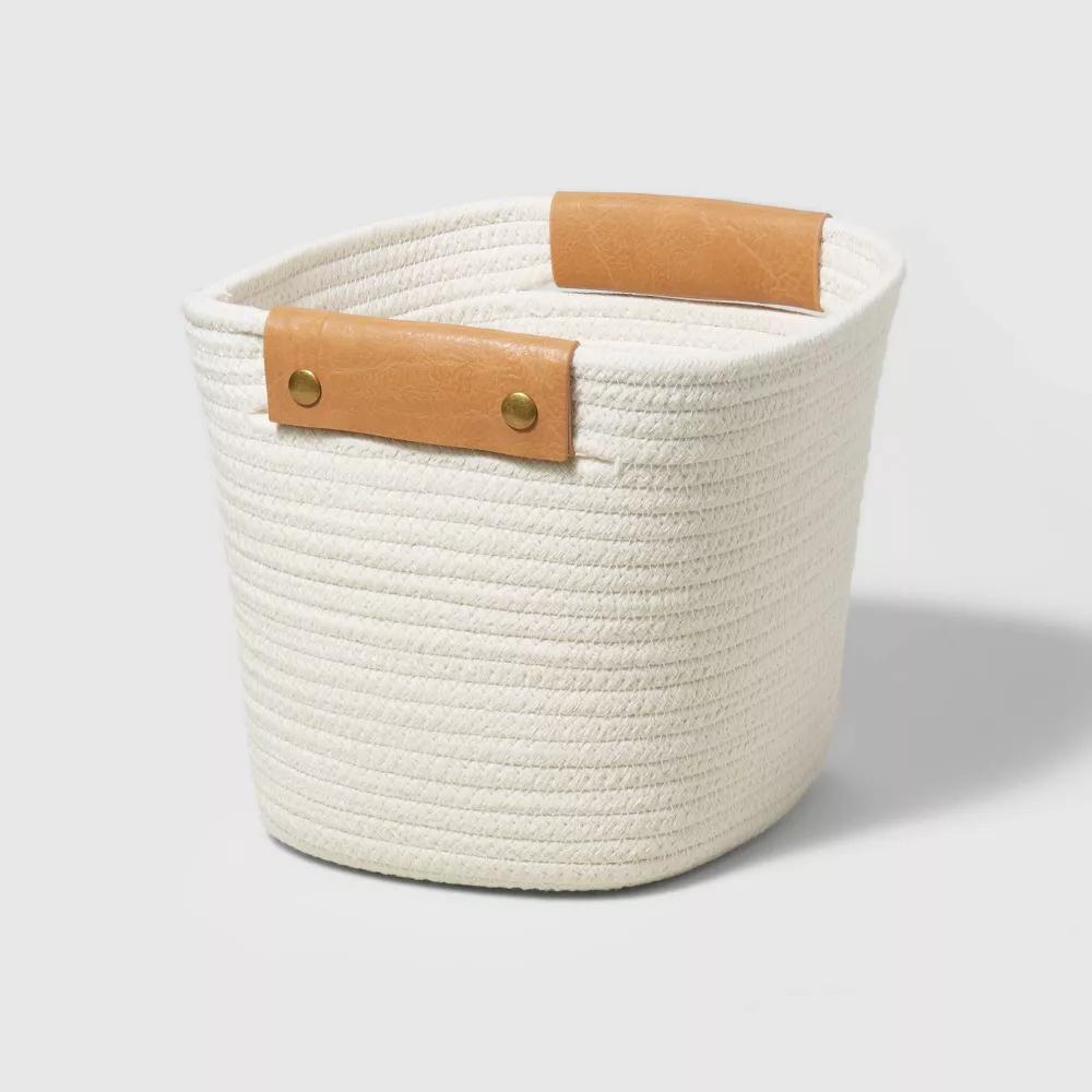 11" Decorative Coiled Rope Basket - Image 8