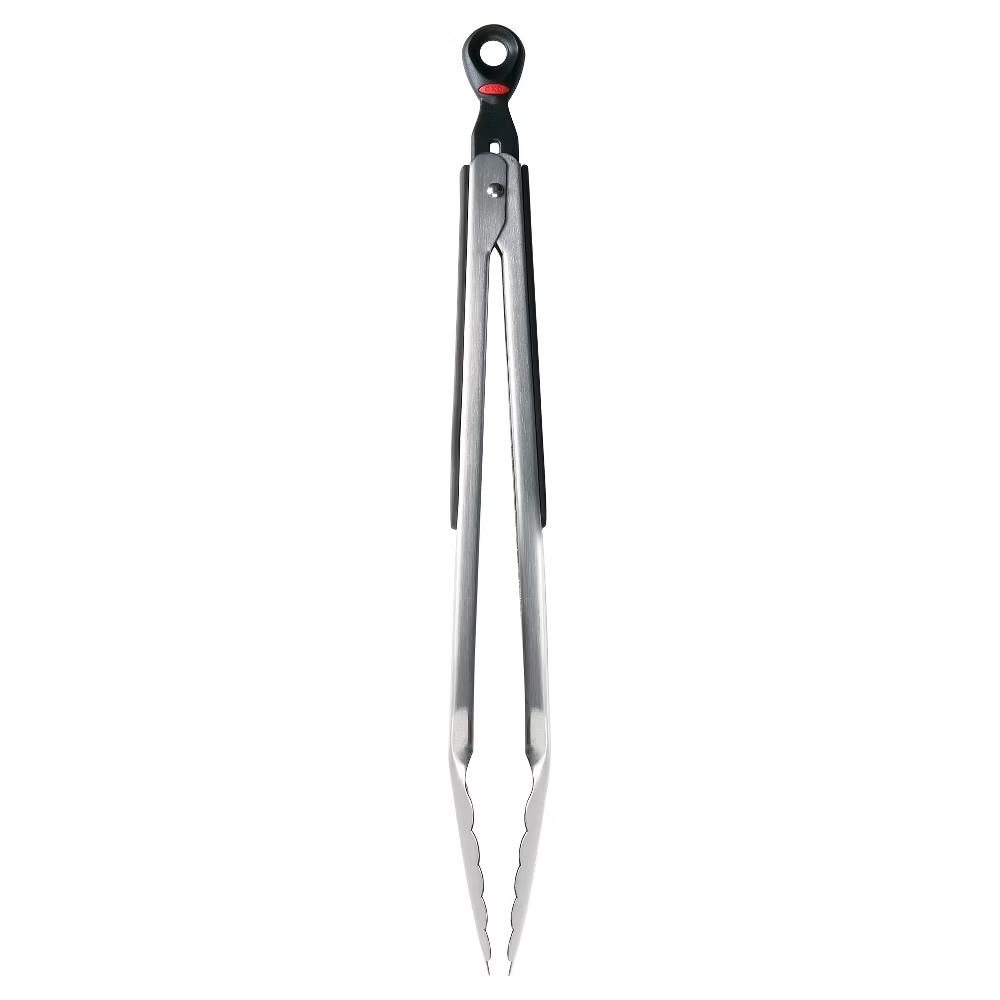 12" Tongs: Stainless Steel Kitchen Tongs with Locking Mechanism, Dishwasher-Safe, Light Silver - Image 2