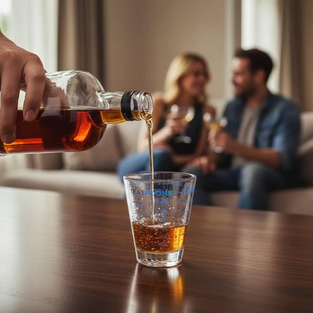 Handy Housewares Easy-Read Clear Plastic Measuring Shot Glass, Measure in Ounces, Tablespoons, Teaspoons, and Milliliters - Image 3