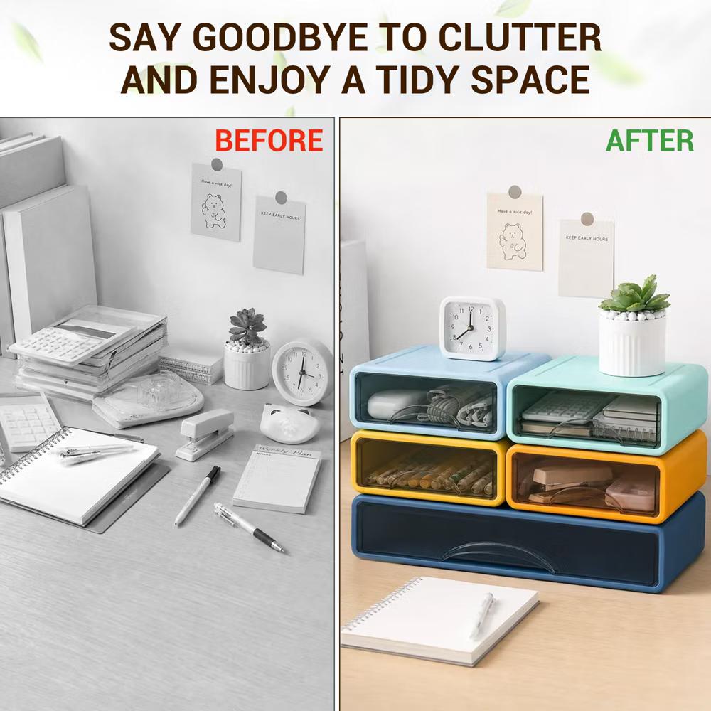 Stackable Storage Drawer with Dividers, Transparent PP Material Desktop Organizer, Durable Thickened Storage Container - Image 13