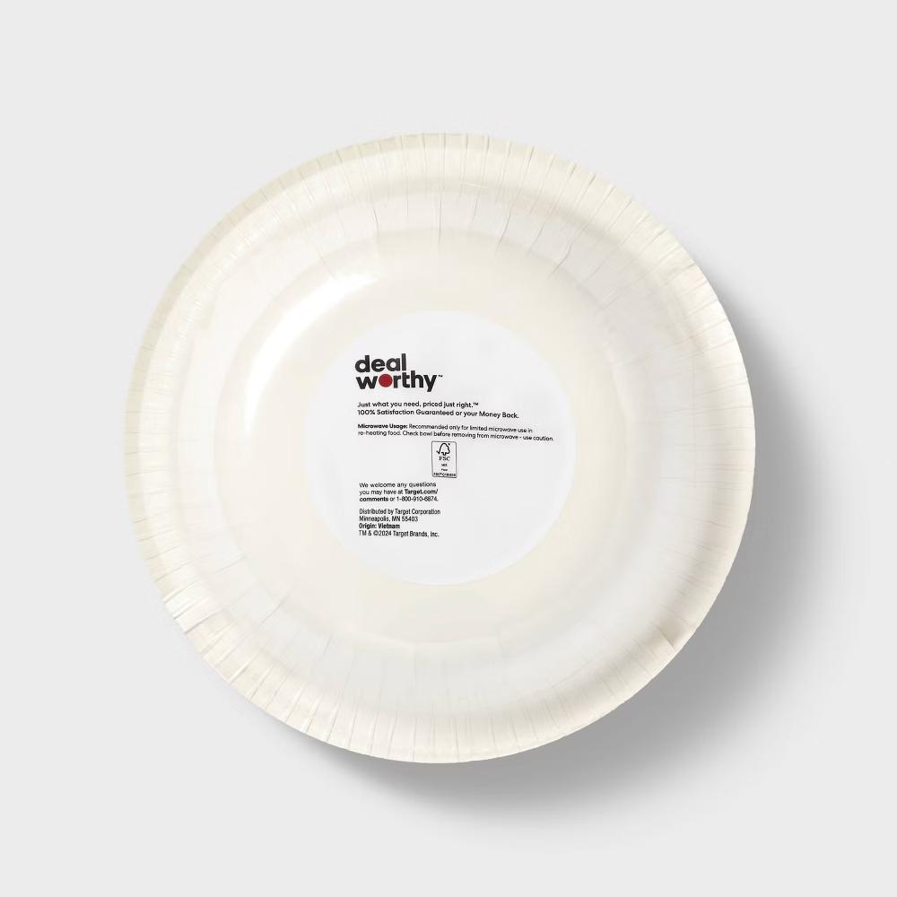 White Disposable Paper Bowls - 30ct - Round Shape, Solid Pattern, 12oz Capacity, Non-Toxic - Image 2