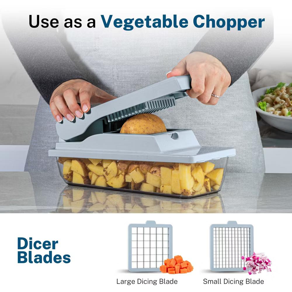 As Seen On TV NutriSlicer XL 7 Piece Vegetable Mandoline Slicer Chopper Dicer with Container & Blades - Image 3