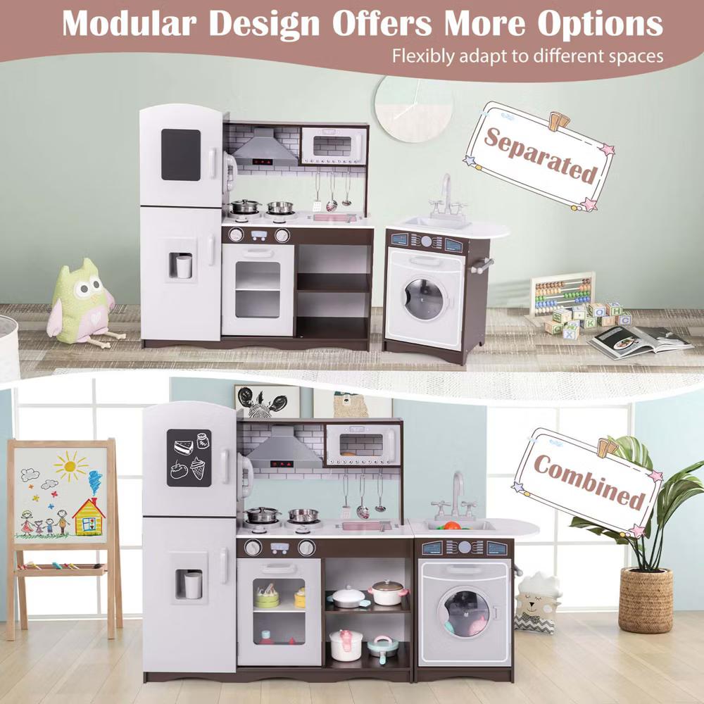Kids Kitchen Playset with Realistic Lights & Sounds Ice Maker Stoves Sink Oven - Image 10
