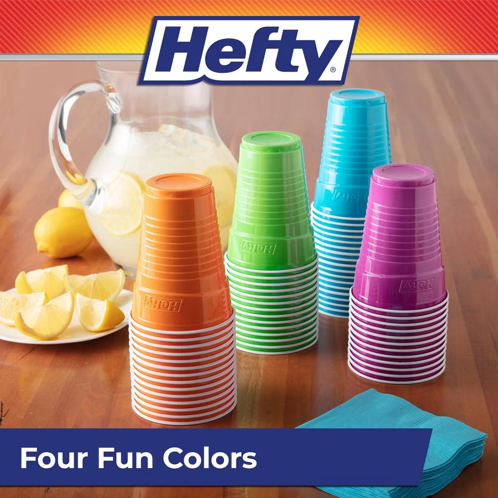 Hefty Party On! Disposable Cups - 80ct/16oz: Portable, Solid Pattern, Household Use - Image 3