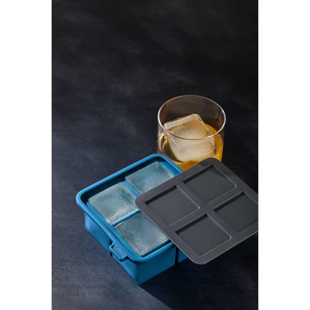 Houdini King Cube Ice Cube Tray with Lid: Silicone Whiskey Ice Mold, Reusable Blue Ice Maker, Dishwasher-Safe - Image 12