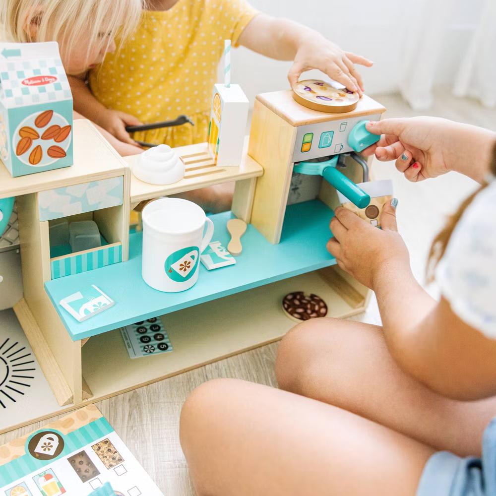 Wooden Café Barista Coffee Shop (35pc): Creative Pretend Play Set, Kitchen Accessories Included - Image 2