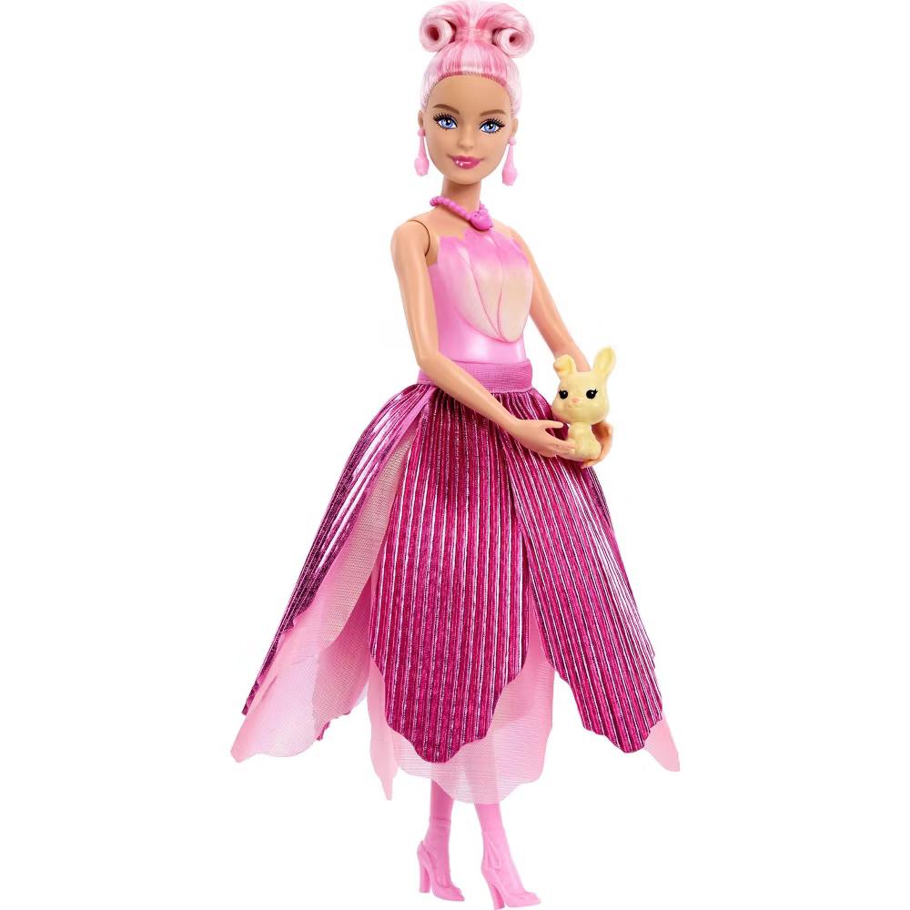 Petal Pop Scented Fashion Doll with Pink Tulip Dress, Reveal Accessories like Bunny & More - Image 3