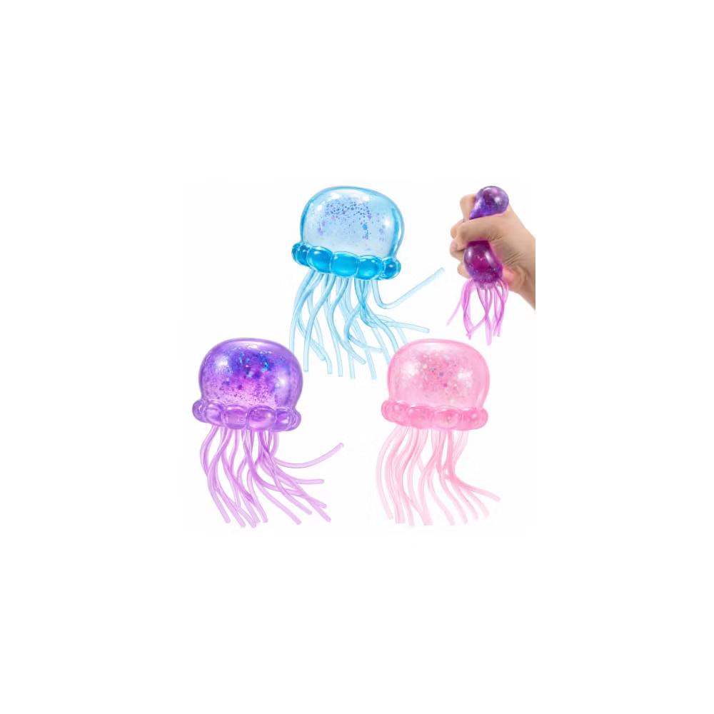 3-Pack Jellyfish Squishy Sensory Squeeze Toys, Stress Relief Anxiety Fidget Toy, Summer Party Favors & Birthday Gifts for Kids Adults - Image 2