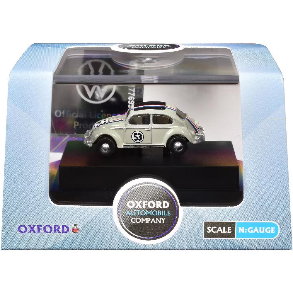 Volkswagen Beetle #53 Beige with Stripes and Black Top 1/148 (N) Scale Diecast Model Car - Image 3