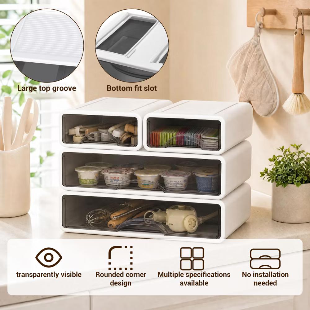 Stackable Storage Drawer with Dividers, Transparent PP Material Desktop Organizer, Durable Thickened Storage Container - Image 28