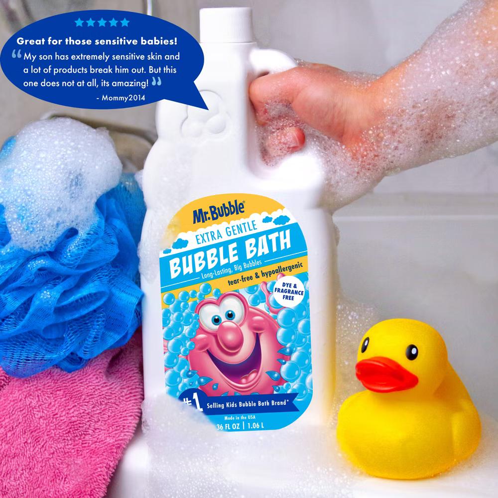 Mr. Bubble Extra Gentle Dye & Fragrance Free Bubble Bath 36-oz: Sensitive Skin, Basic Cleansing, Liquid Form - Image 4
