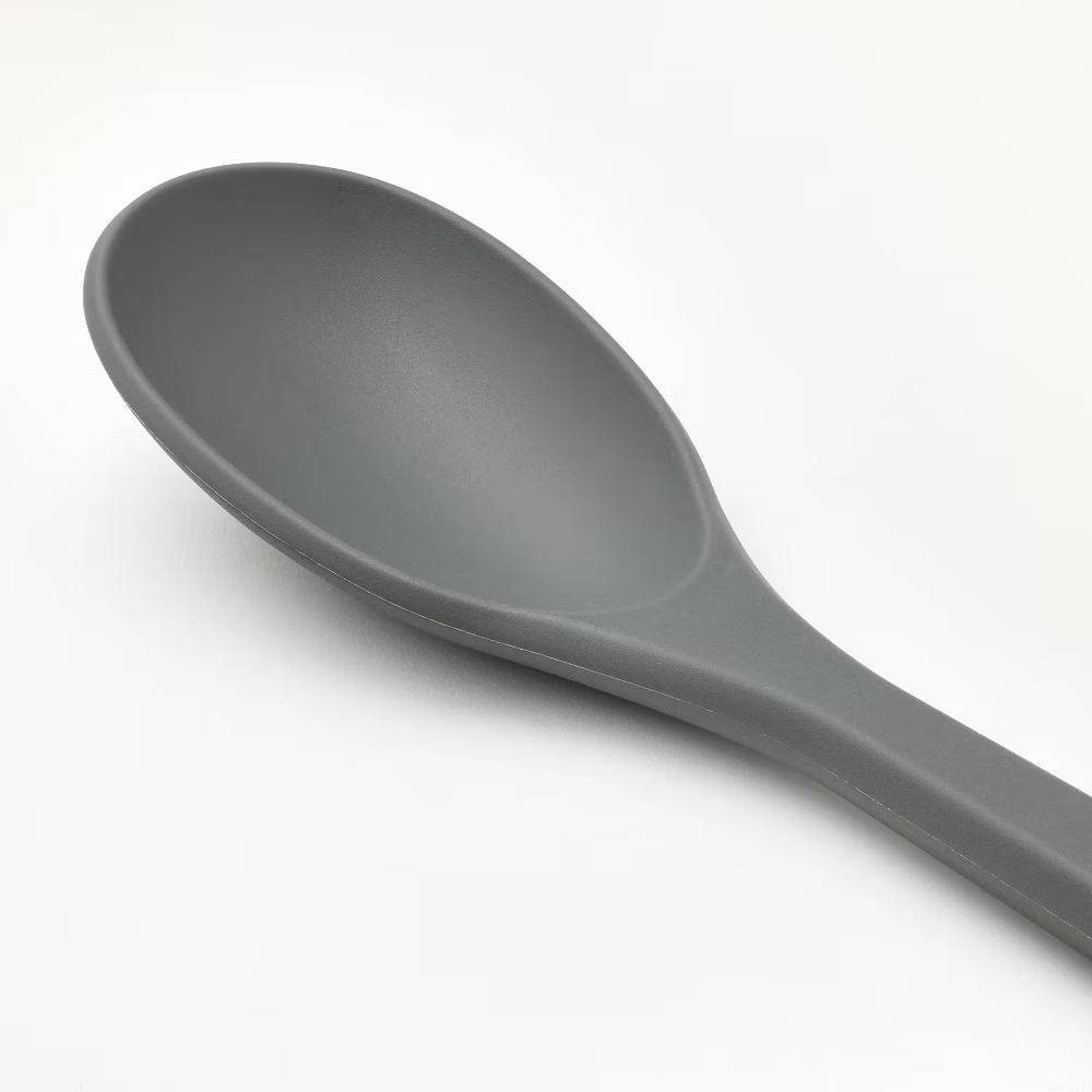 Silicone Solid Spoon Dark Gray - Dishwasher-Safe Kitchen & Cooking Spoon, 12.99" Length, 7.4" Handle - Image 3