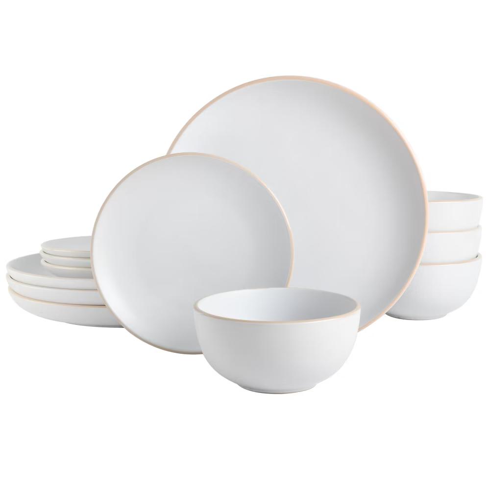Rockaway 12 piece Dinnerware Set, Plates and Bowls Service for 4 - Image 17