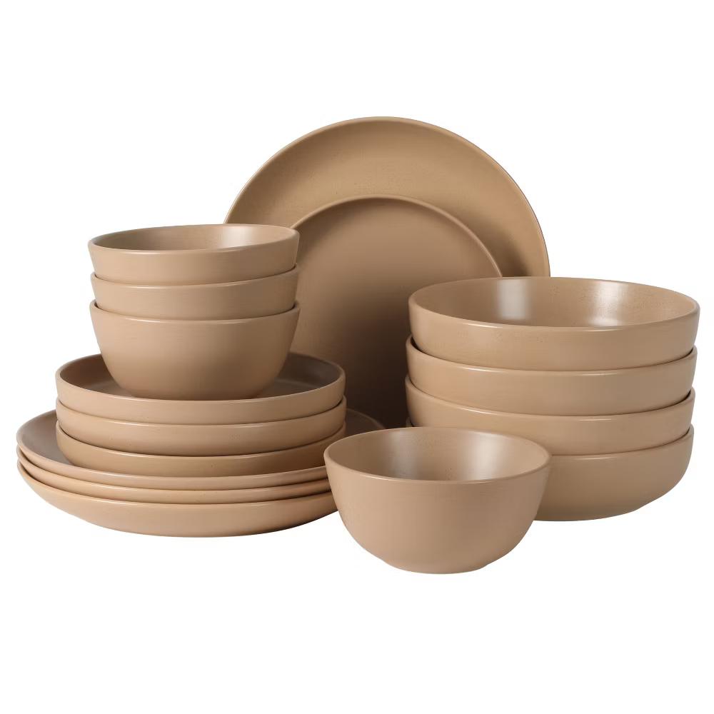 Leeds Court Plates and Bowls Sets, 16-Piece Stoneware Dinnerware Sets, Round Speckle Reactive Glaze Dish Set, Service for 4 - Image 17