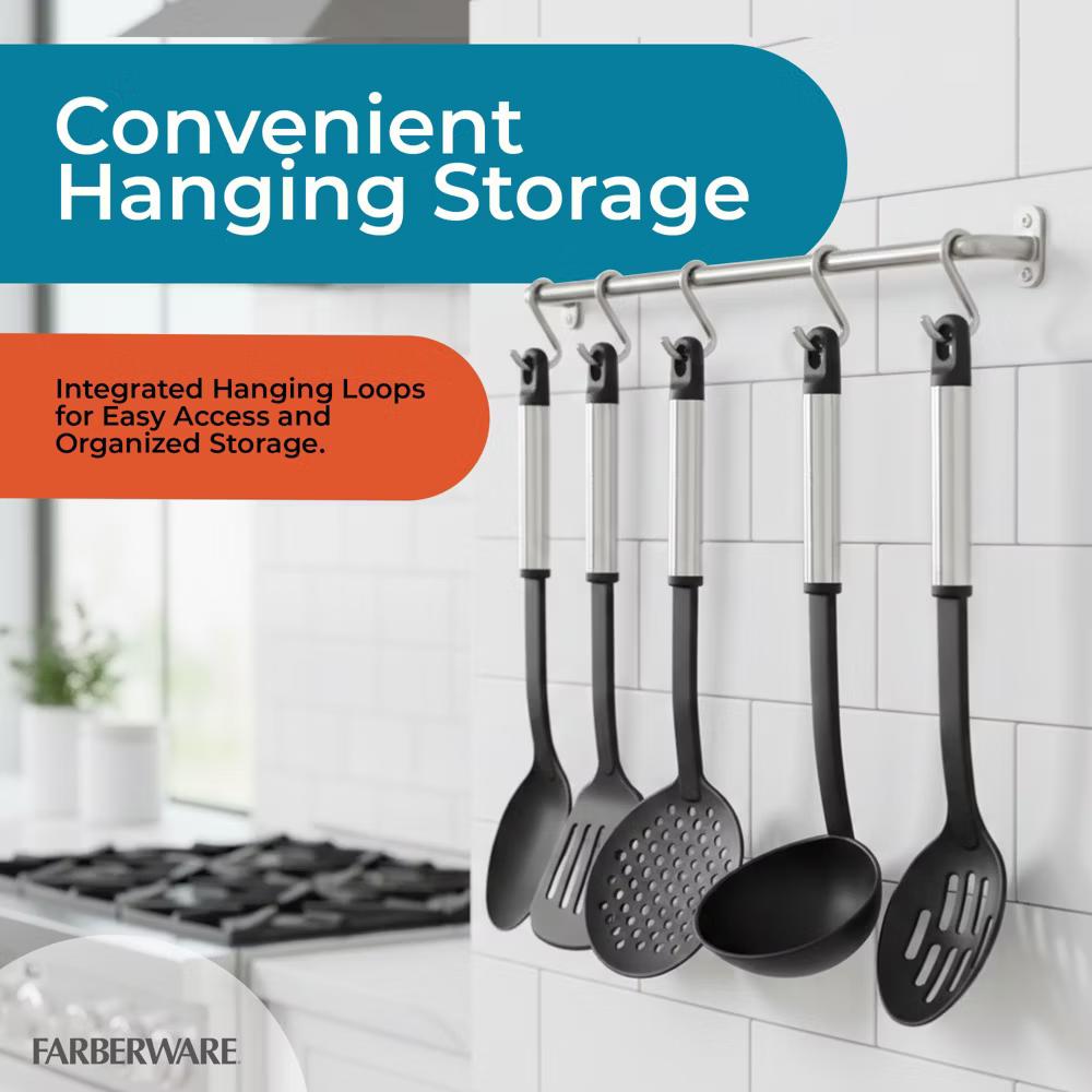 Farberware 5-Piece Nylon Cooking Utensil Set Stainless Steel Handles Kitchen Tool Set - Image 5