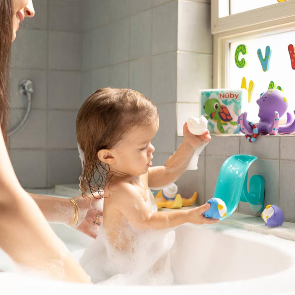 Nuby Penguin Slide with 3 Squirters: Sensory Development, Fine Motor Skills, BPA-Free, Bath Toys - Image 3