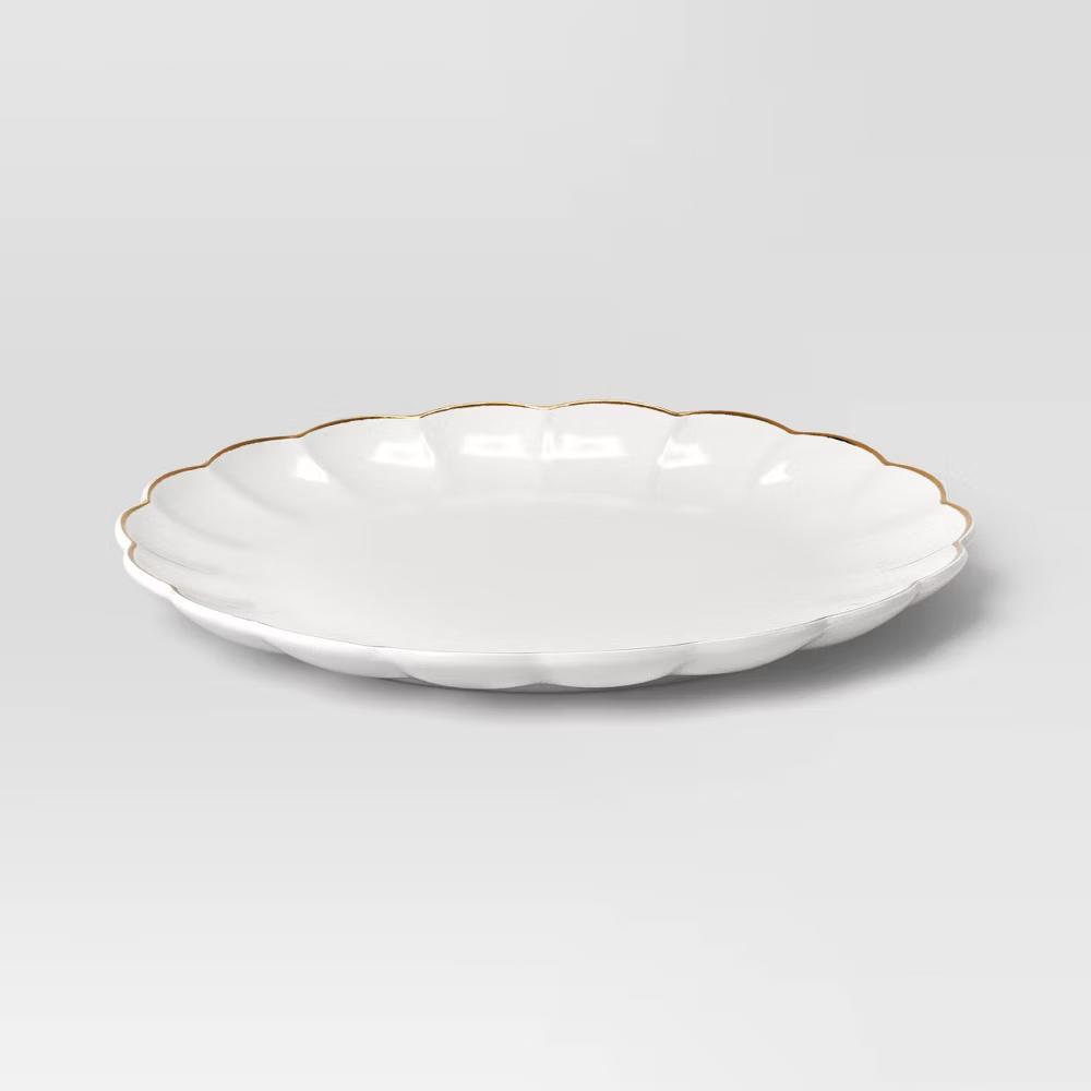 8.125" Stoneware Scalloped Salad Plate Gold Rim