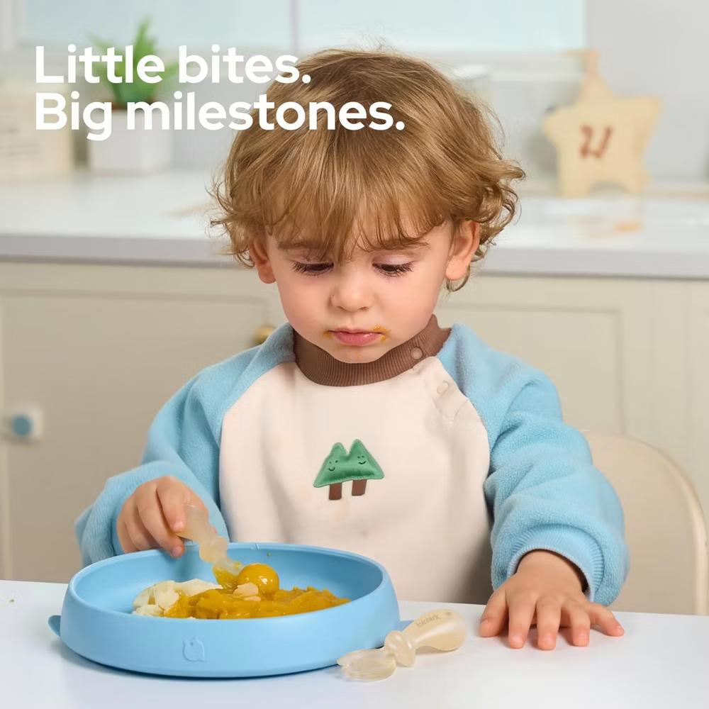 4 PCS Toddler Plates with Suction Base Spoons & Fork Baby Divided Dishes for 0 1 2 3 Years Old PPSU & Food Grade Silicone BPA Free Blue - Image 4