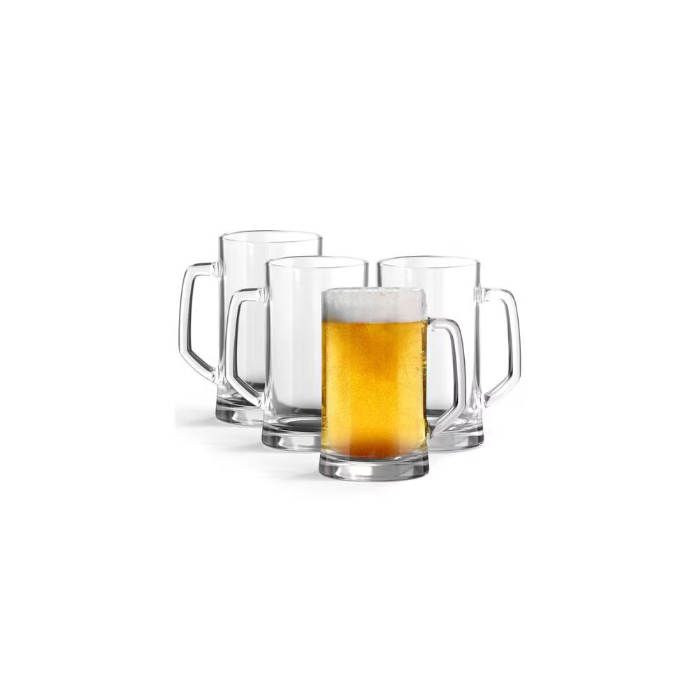 Kook Glass Mugs, 12.7 oz, Clear, Set of 4 - Image 2