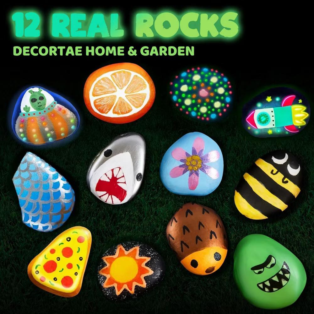 Glow in The Dark Rock Painting Kit for Kids Age 6+, DIY Art Kit, Kids Paint Activity, Arts & Crafts for Boys Girls Birthday Easter Gift - Image 6