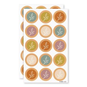 30ct Stickers or Envelope Seals Boho Neutral Leaf Print