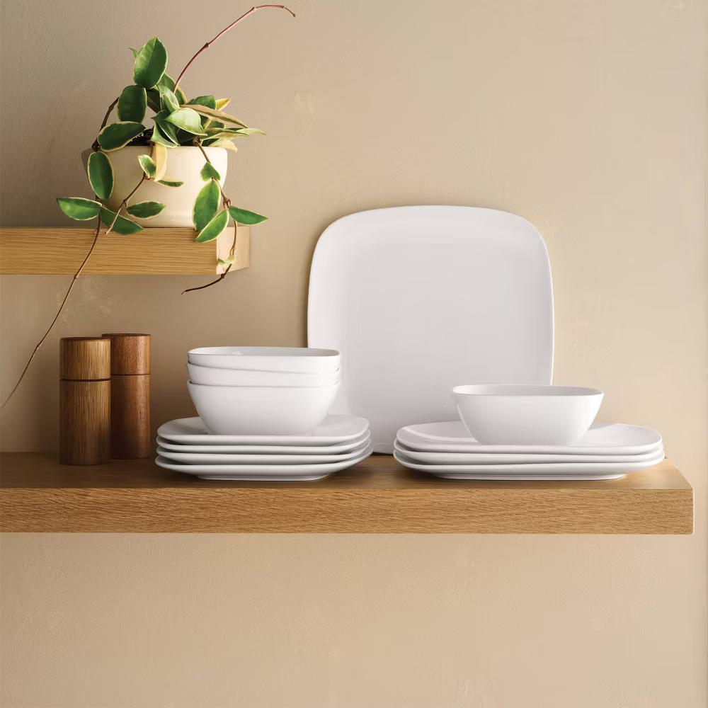 12pc Porcelain Square Coupe Dinnerware Set - Image 5