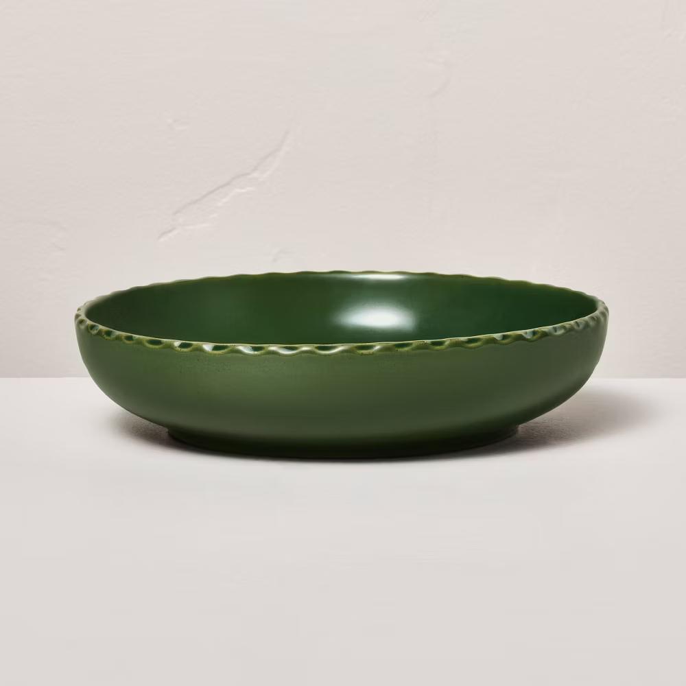 26 fl oz Pinched Edge Stoneware Grain Bowl - with Magnolia - Image 4