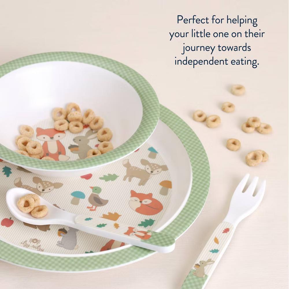 4pc Melamine Itzy Bistro Toddler Feeding Dining Set, Plate, Bowl, Fork and Spoon - Image 24