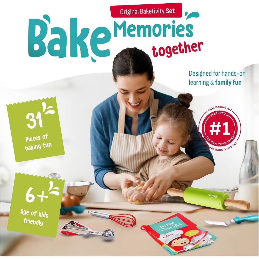 Baketivity 31-Piece Kids Baking Tools Set – Real Cooking Utensils for Children – Safe, Durable, and Fun Kitchen Accessories – Gift for Young Chefs - Image 5