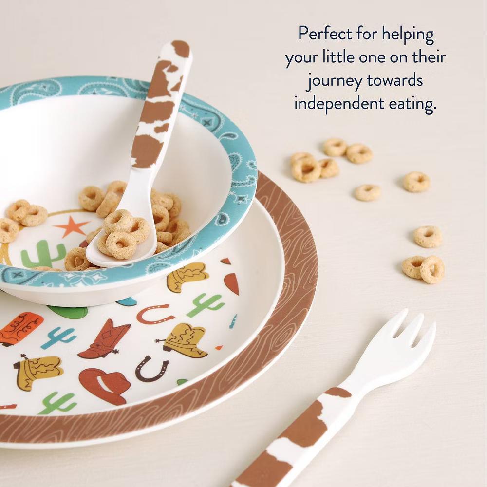 4pc Melamine Itzy Bistro Toddler Feeding Dining Set, Plate, Bowl, Fork and Spoon - Image 12