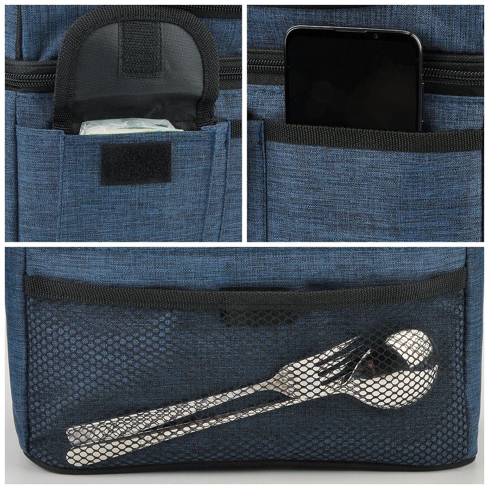 Dual Compartment Insulated Lunch Bag, Leakproof Lunch Tote with Front Pocket, Insulated Lunch Cooler Bag with Back Mesh Pocket - Image 19