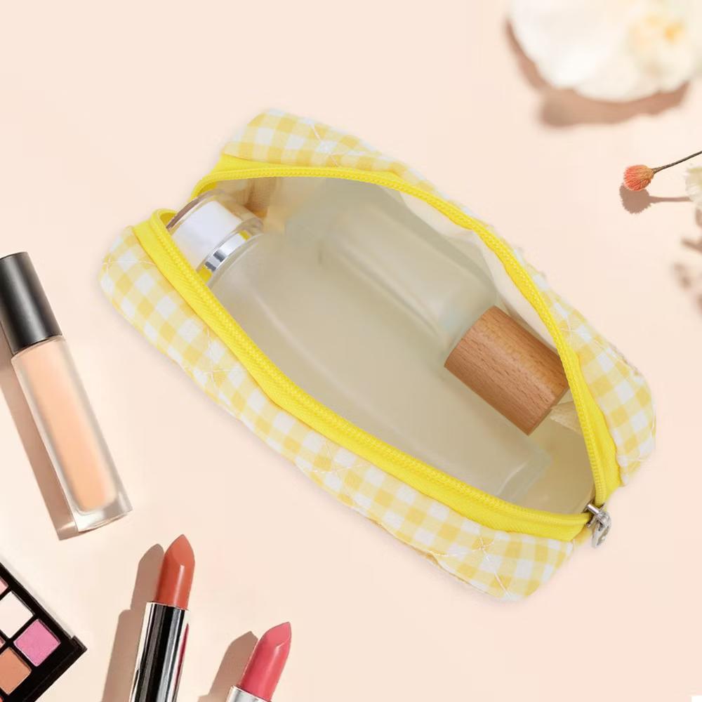 1 Pc Plaid Lace Style Drawstring Makeup Bag for Vacation Polyester - Image 35