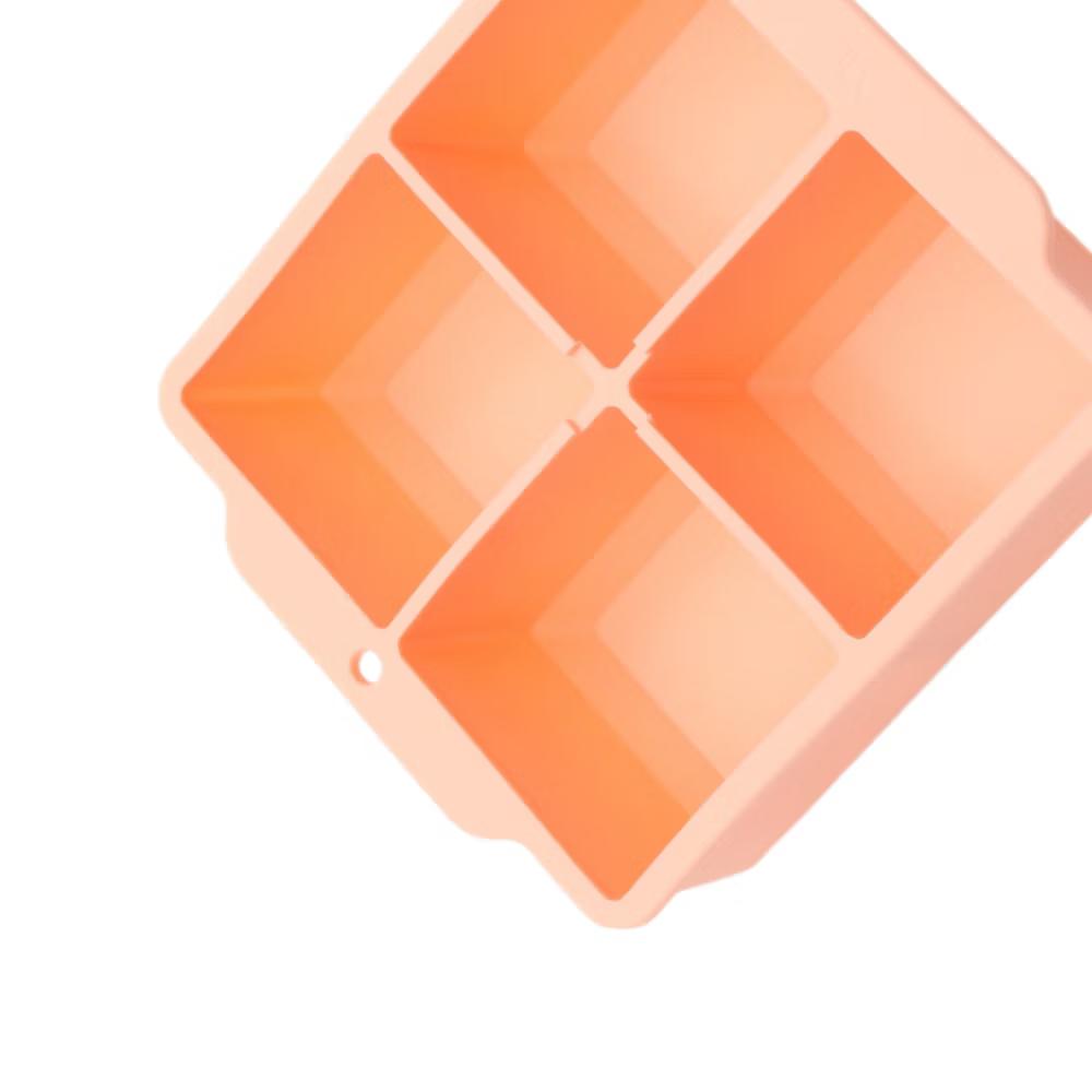 4-Cavity Square Ice Tray with Clear Lid Hand Wash Only Silicone 4.72"x4.33"x2.17" 1 Pc - Image 9