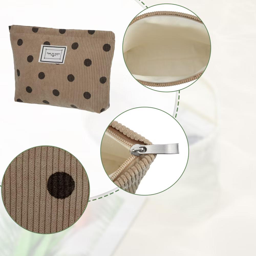 Portable Corduroy Polka Dot Makeup Bags and Organizers 1 Pc - Image 5