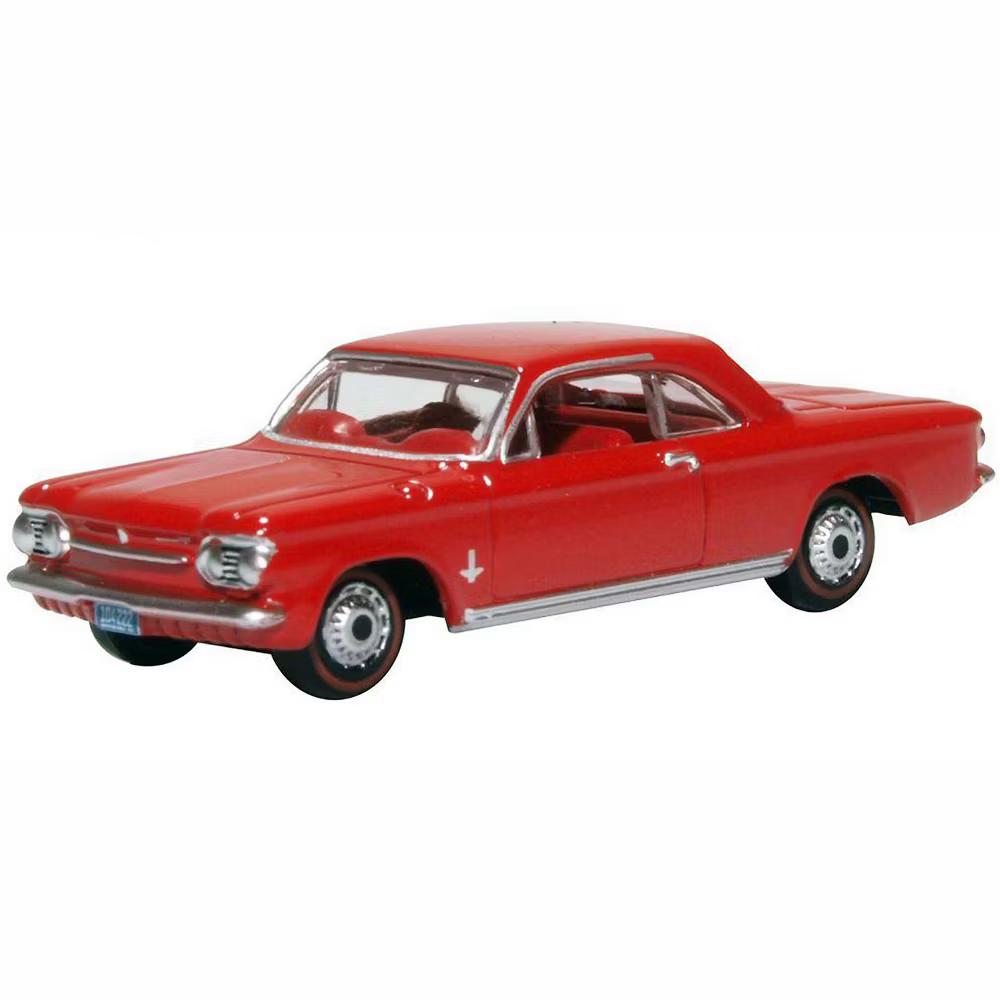 1963 Chevrolet Corvair Coupe Riverside Red with Red Interior 1/87 (HO) Scale Diecast Model Car - Image 2