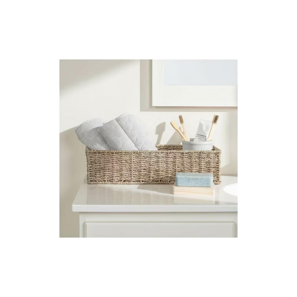 Handwoven Seagrass Rectangular Storage Basket - Image 11