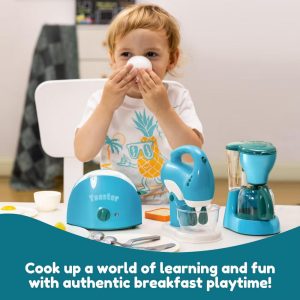 Kids Play Kitchen Toys with Lights Sounds, Pretend Play Food Set with Maker, Mixer, Toaster, Birthday Christmas Gift for Toddlers Ages 3 4 5 6