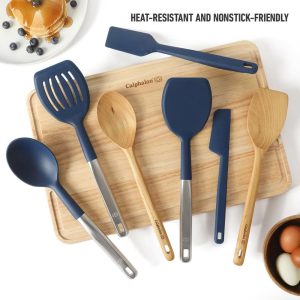 Prime 7 Piece Sillicone and Teak Wood Kitchen Tool & Gadget Set