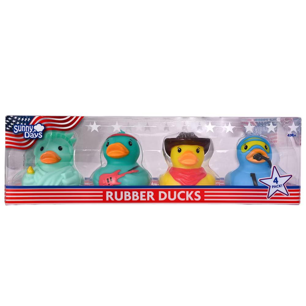 Squeeezy 4pk Americana Rubber Ducks Fidget Toy
