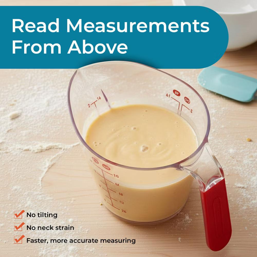 Farberware Pro Angled Measuring Cup - Clear Standard & Metric Markings - Ideal for Baking, Cooking, Liquid Measuring (Red) - Image 15